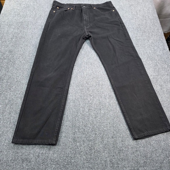 Levi's 505 Regular Fit Jeans Mens W38 L30 Black Denim Classic Casual‎ - Picture 2 of 6